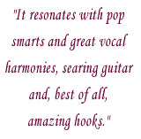 "It resonates with pop smarts and great vocal harmonies, searing guitar and, best of all, amazing hooks." 